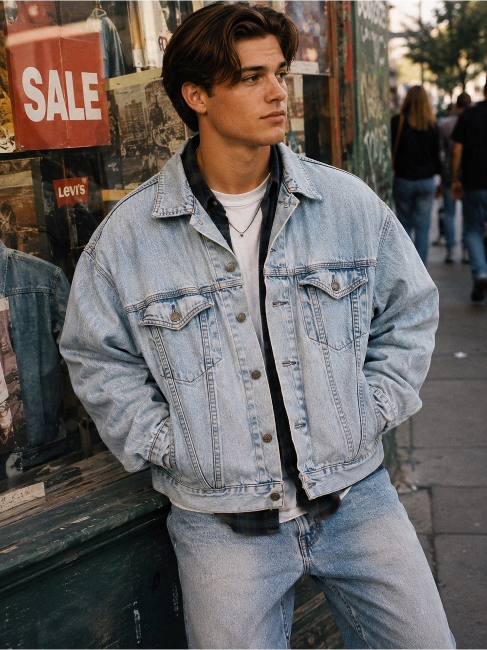 Vintage 90s GAP Denim Jacket Medium Light Wash Made in Macau
